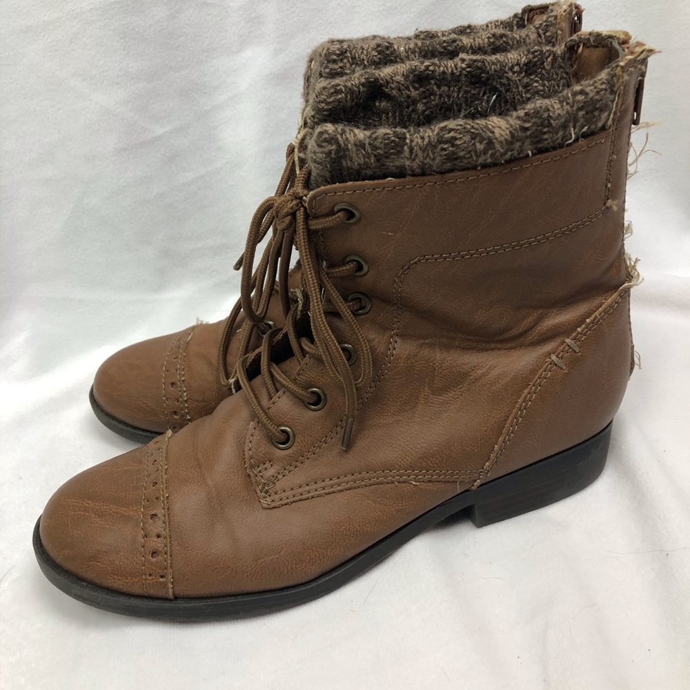 Brown Front Tie Ankle Boots